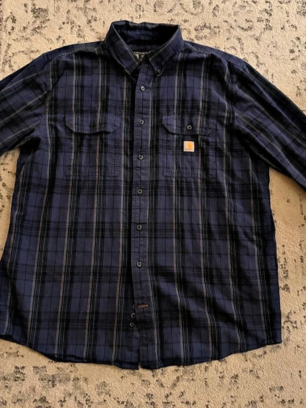 Carhartt TW4447-M Plaid Cotton Shirt in Blue & Green XLT Like New